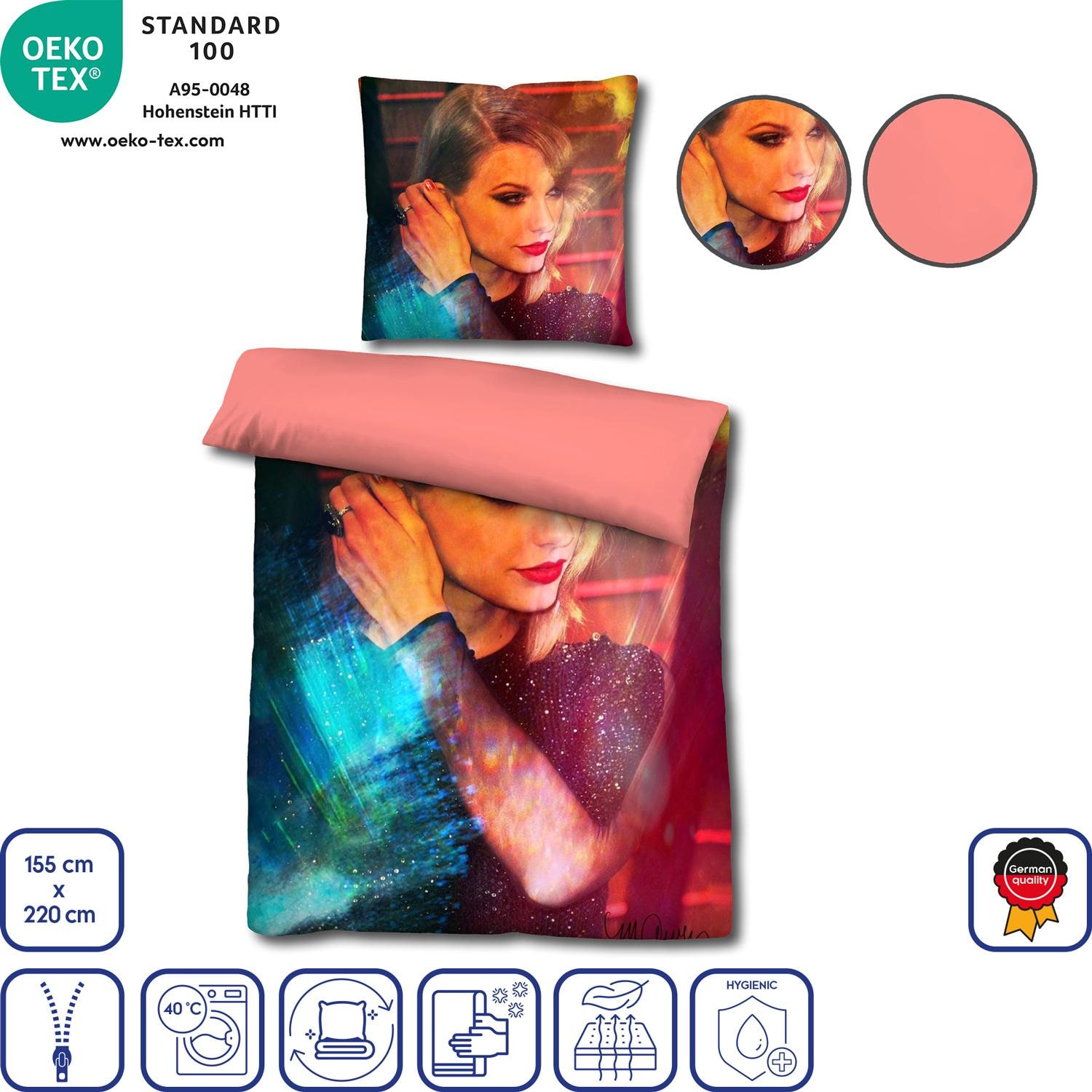 Caratteristiche in icone – Castell biancheria da letto reversibile in microfibra Taylor Swift di Sid Maurer 155 x 220 + 80 x 80 cm
