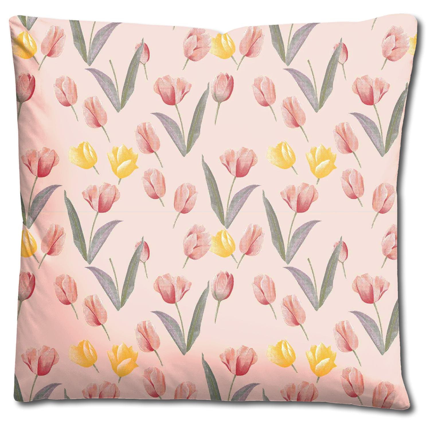 Double pack CloudComfort Basic microfiber bed linen tulips 135 x 200 + 80 x 80 cm