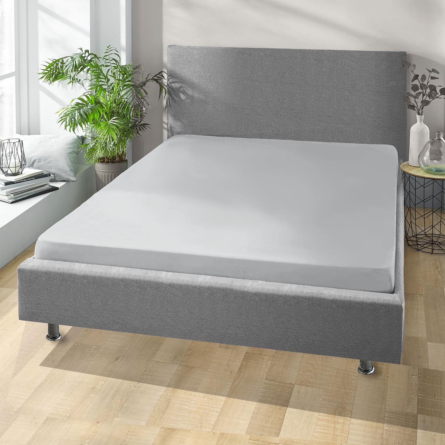 Spannbettlaken Winterflausch silber grau 90 x 190 - 100 x 200 cm Doppelpack