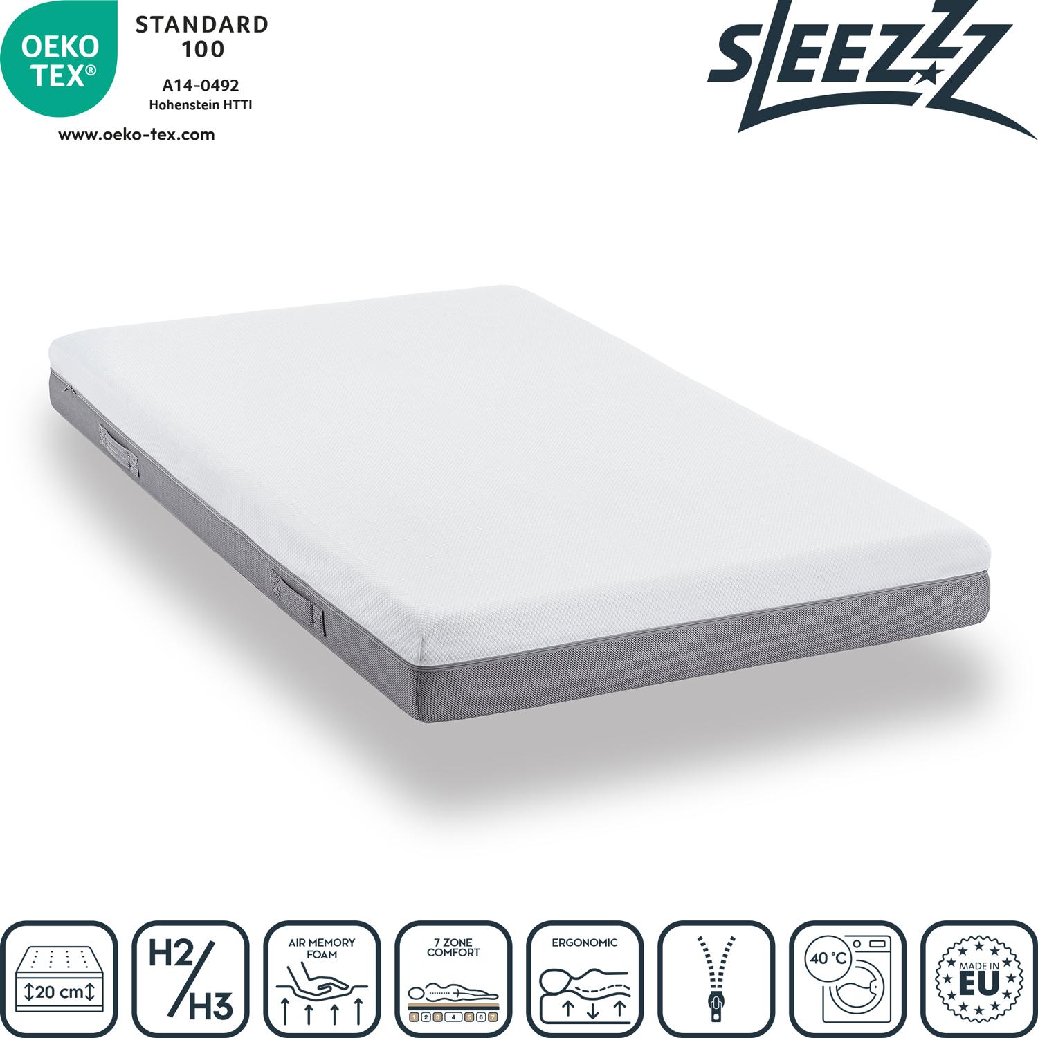 Sleezzz Premium viskoelastický matrac 160 x 200 cm, výška 20 cm, stupeň tvrdosti H2/H3, s obojstrannými úchytmi