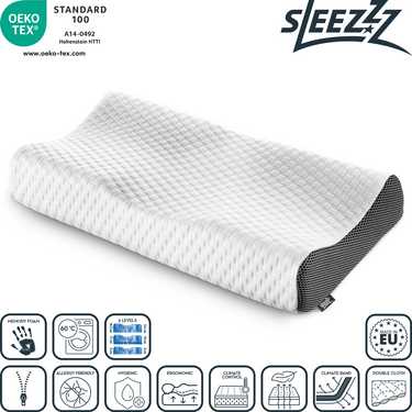 Sleezzz Premium Oreiller orthopédique à effet gel pour le cou 32 x 60 cm 