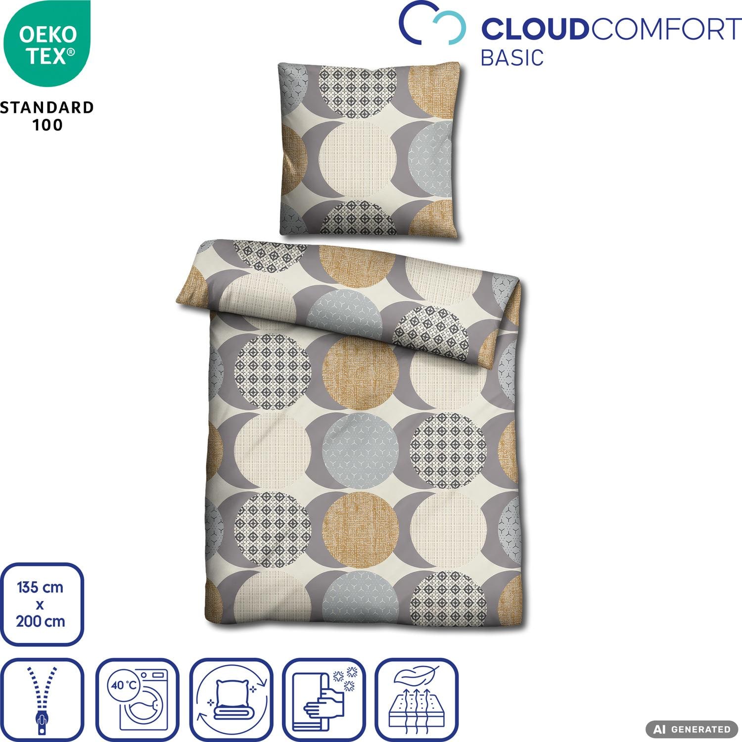 CloudComfort Basic спално бельо от микрофибър „Кръгове“ 135 x 200 + 80 x 80 см