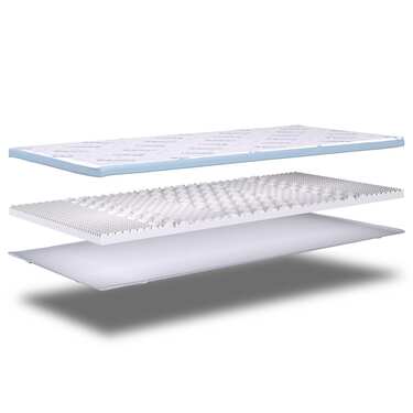 Cold foam topper CloudComfort Cool 120 x 200 cm H2/H3, height 7 cm, firmness level H2/H3, 7-zone topper with summer and winter side