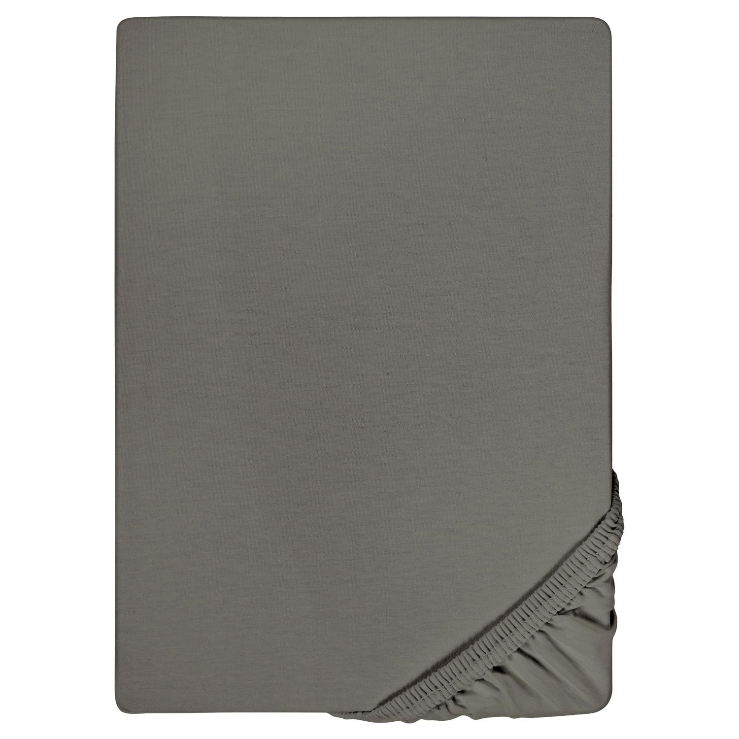 4 x Castell Jersey Cotton Fitted Sheets, Dark Taupe, 90 x 190 – 100 x 200 cm