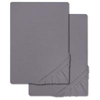 Confezione doppia di lenzuola CloudComfort Basic in jersey stretch grigio scuro 180 x 190 - 200 x 200 cm (2 pezzi)