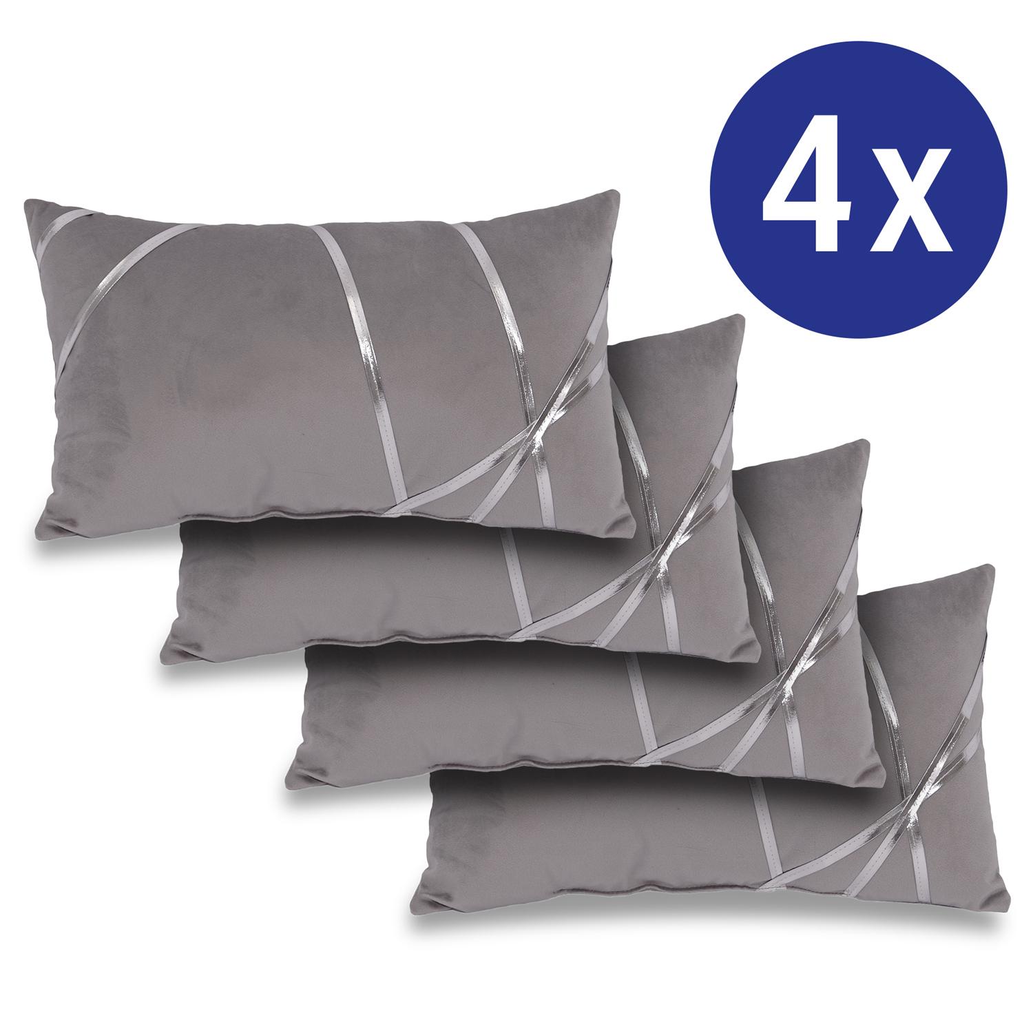 Lot de 4 coussins décoratifs argent lunaire 30 x 50 cm