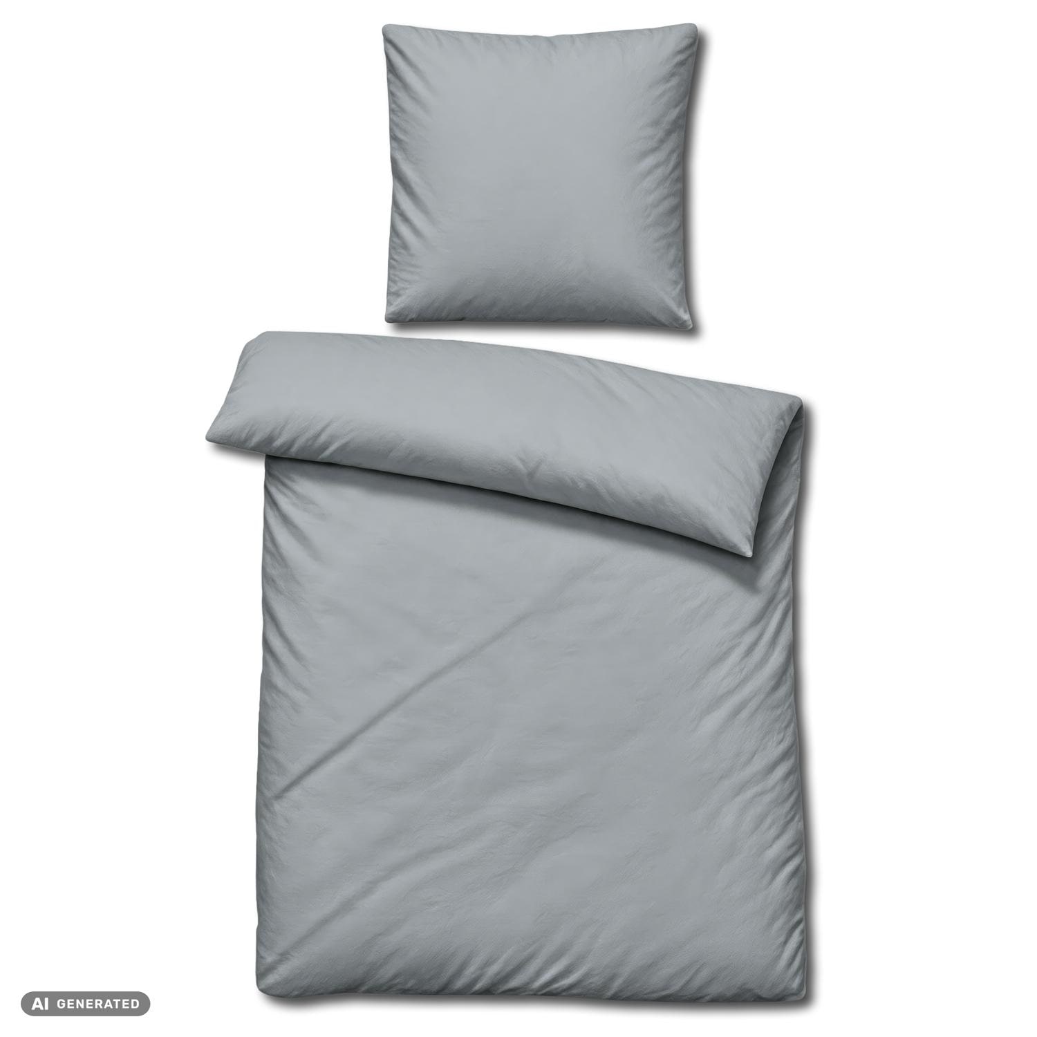 Cloud Comfort Mako-Satin Bettwäsche 135 x 200 cm + 80 x 80 cm grau