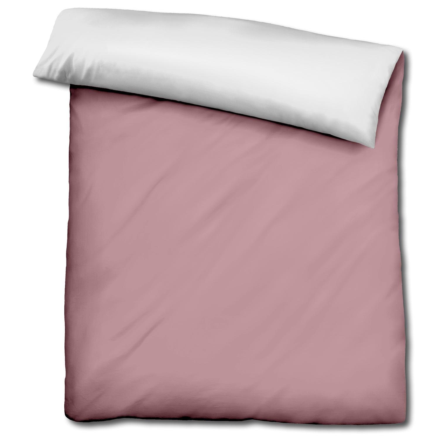 Double pack Sleezzz® Renforcé reversible bed linen rosé/white 135 x 200 + 80 x 80 cm