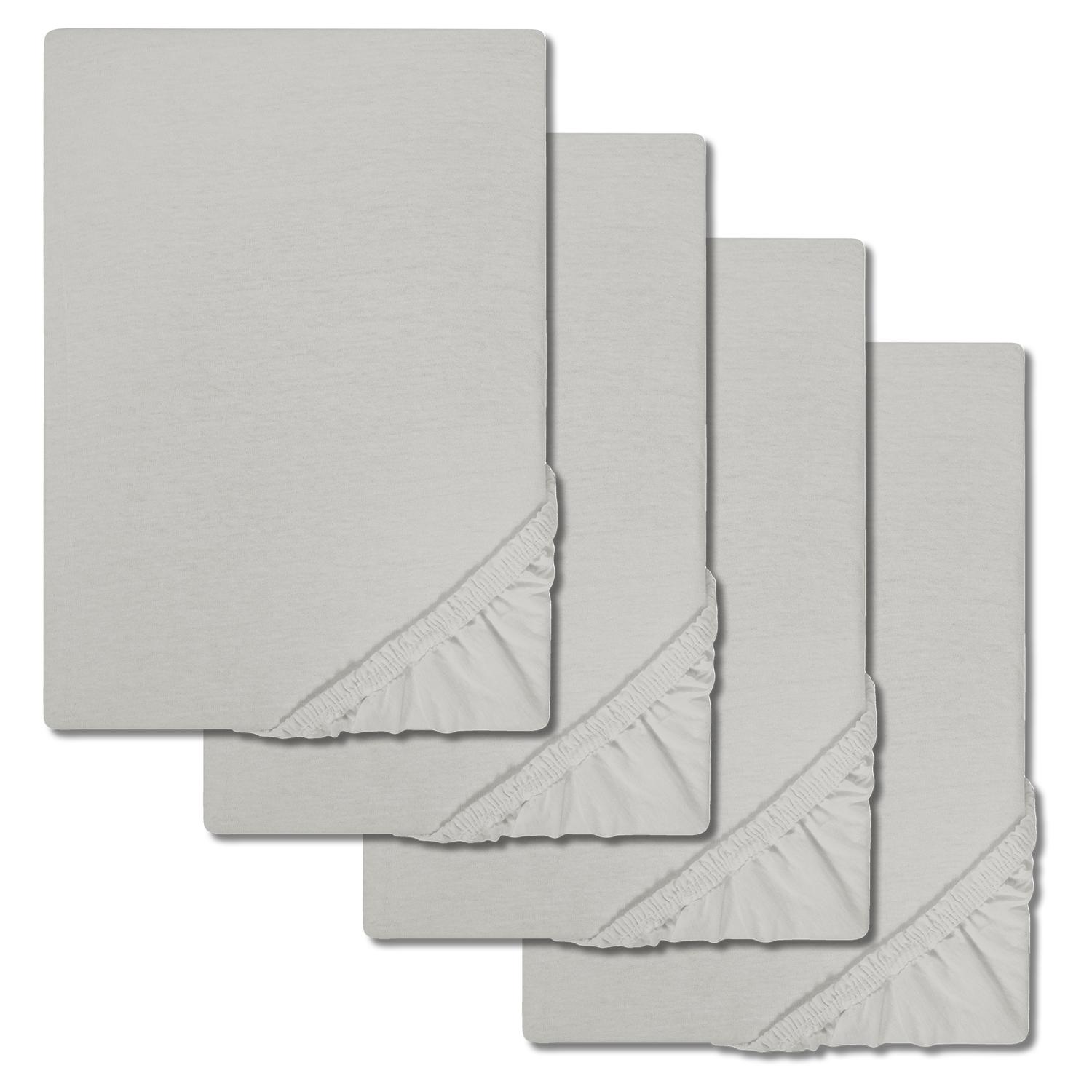 Set di 4 lenzuola CloudComfort Basic in jersey stretch grigio argento 90 x 190 - 100 x 200 cm (4 pezzi)