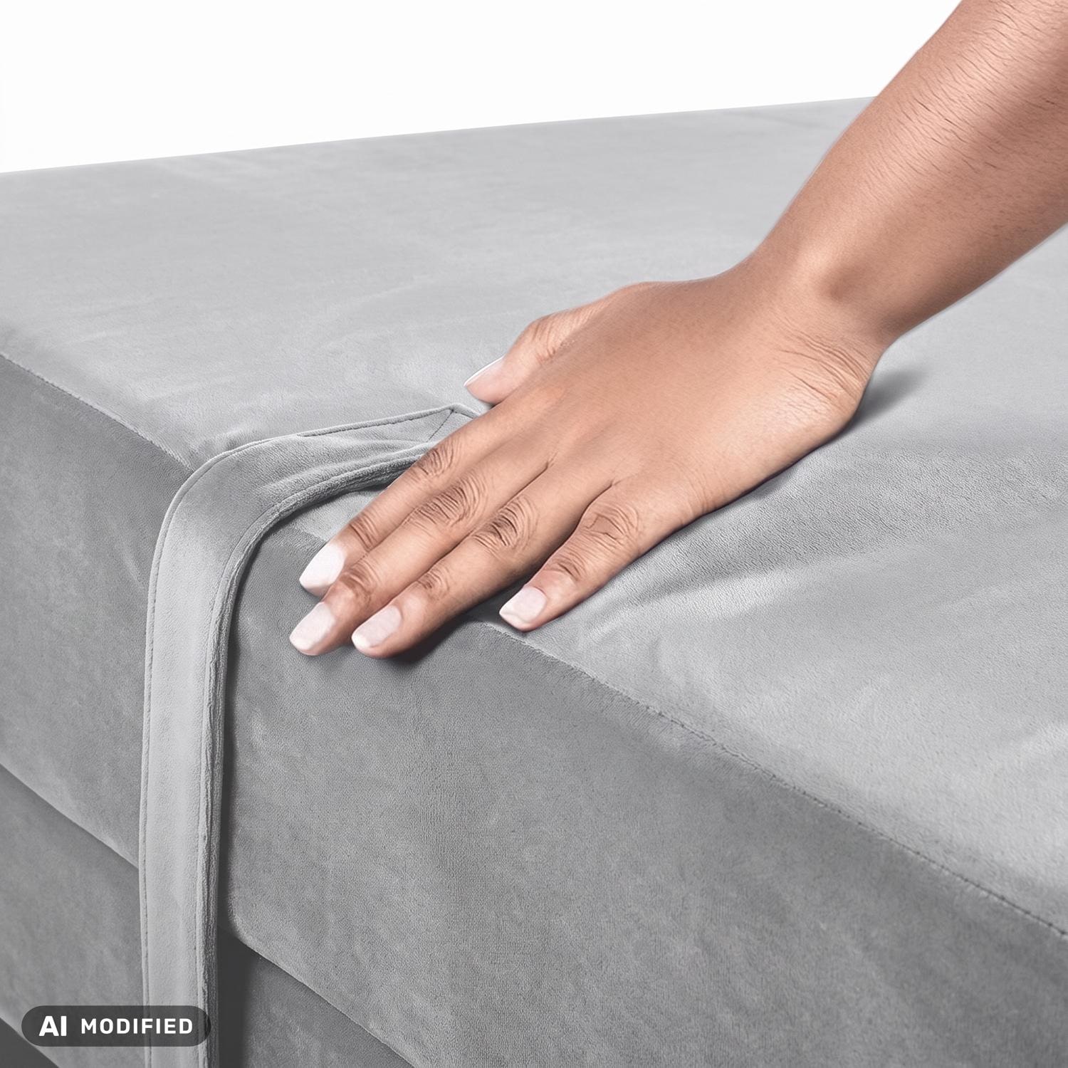 CloudComfort Premium Klappmatratze 70 x 195 cm silber, 10 cm hoch mit Möbelstoff bezogen
