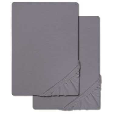 Confezione doppia di lenzuola CloudComfort Basic in jersey stretch grigio scuro 90 x 190 - 100 x 200 cm (2 pezzi)