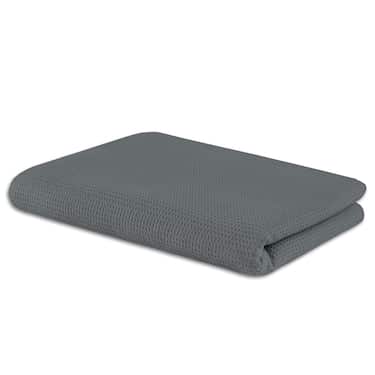 Baumwoll Waffelpiqué Decke anthrazit 150 x 200 cm