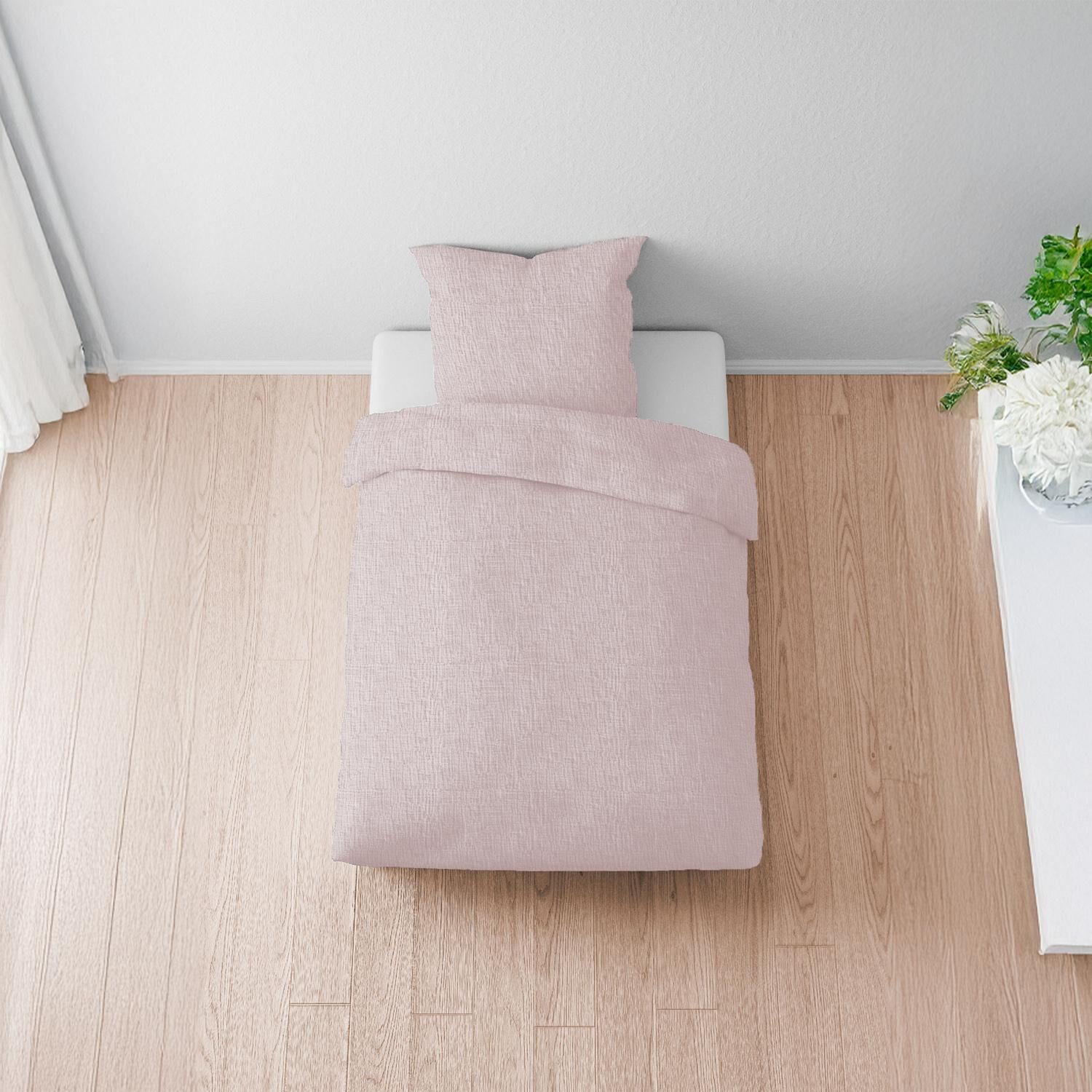 Çift kişilik paket Sleezzz® muslin nevresim roze 135 x 200 cm + 80 x 80 cm