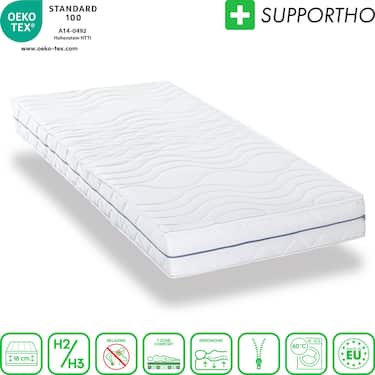 Saltea ergonomică 90x200 cm 7 zone Supportho Premium, înălțime 18 cm, nivel de fermitate H2/H3 + topper saltea / topper saltea 90 x 200 cm