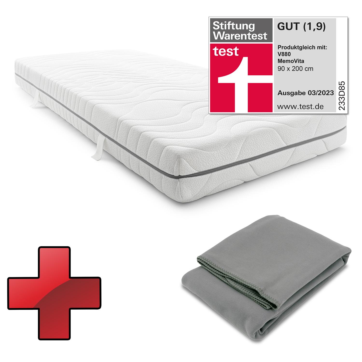 Sleezzz® Smart mattress 90x200 cm + Sleezzz® Smart cuddly blanket anthracite 140 x 200 cm