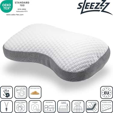 2 μαξιλάρια Sleezzz Premium με βισκοελαστικό υλικό και σχήμα πεταλούδας, διαστάσεων 36 x 60 εκ., με κάλυμμα από διπλό ύφασμα που δεν ερεθίζει το δέρμα