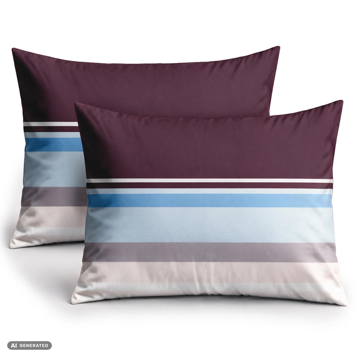 CloudComfort Basic - Capa de almofada em algodão, riscas vermelhas/azuis, conjunto de 2, 70 x 90 cm