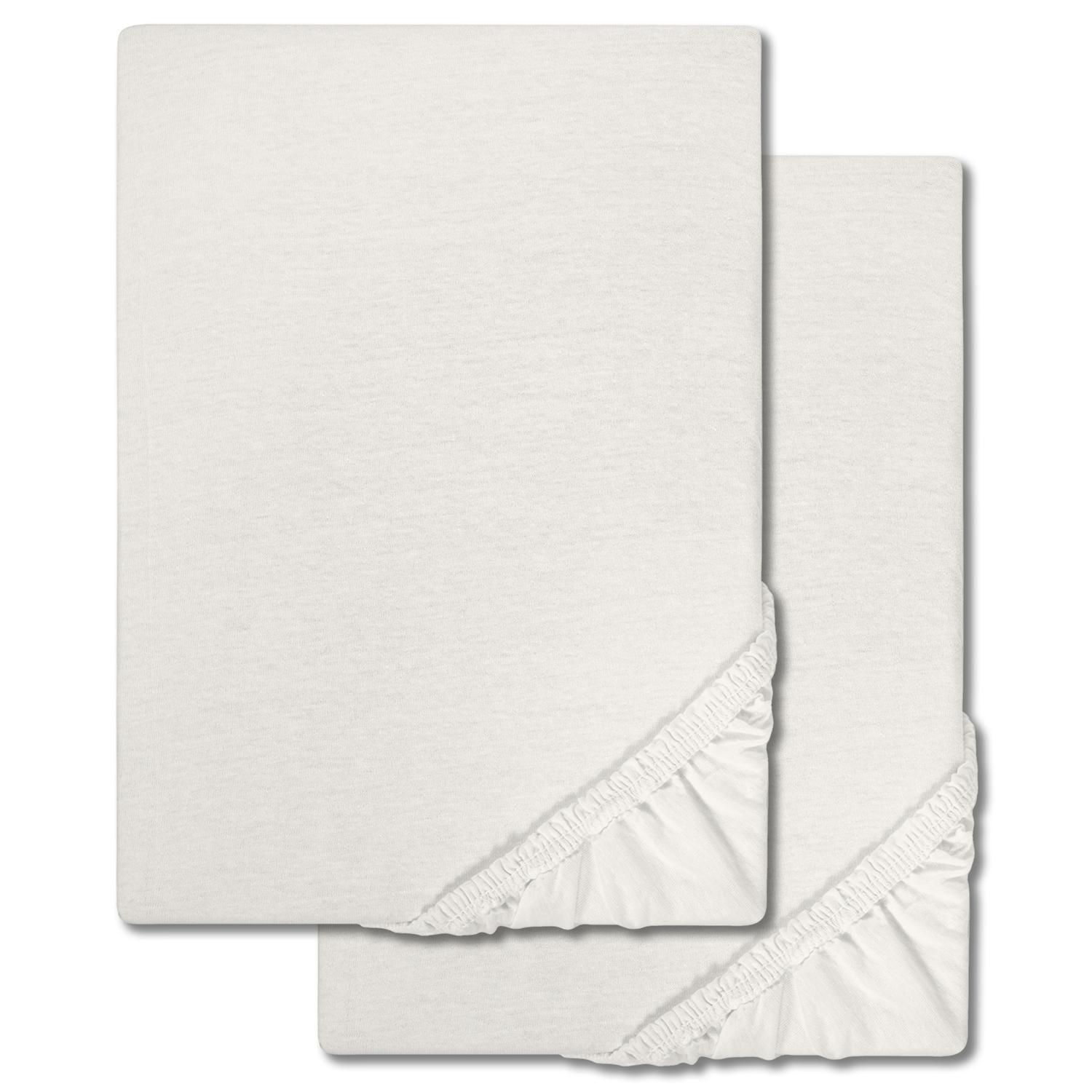 Castell Jersey -puuvillaiset joustavat lakanat, valkoiset, 140 x 190 – 150 x 200 cm, kahden kappaleen pakkaus