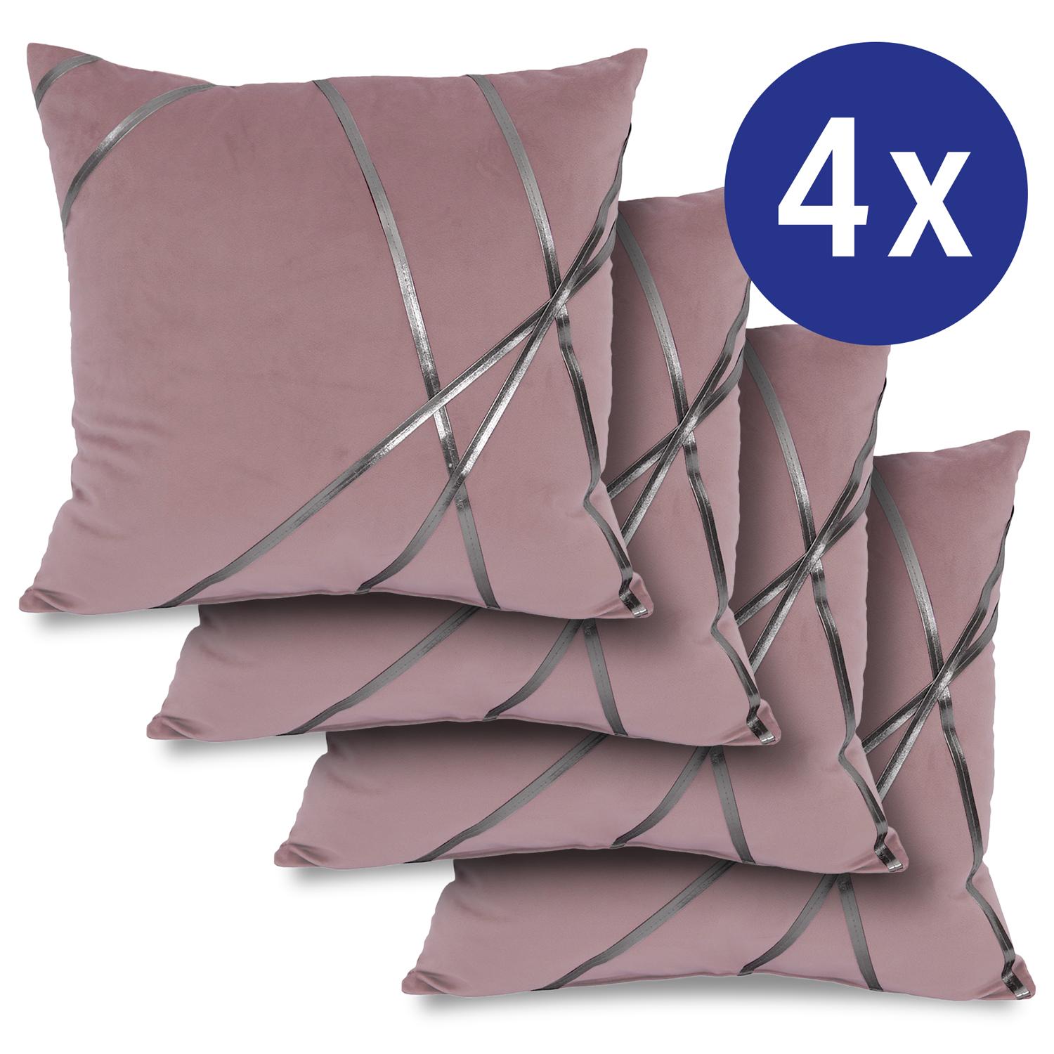 Set di 4 cuscini decorativi rosé 45 x 45 cm Set di 4 cuscini decorativi rosé 45 x 45 cm