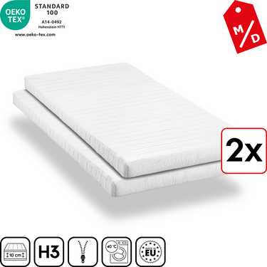 Comfort foam mattress K10 90 x 200 cm, height 10 cm, firmness level H3, twin set