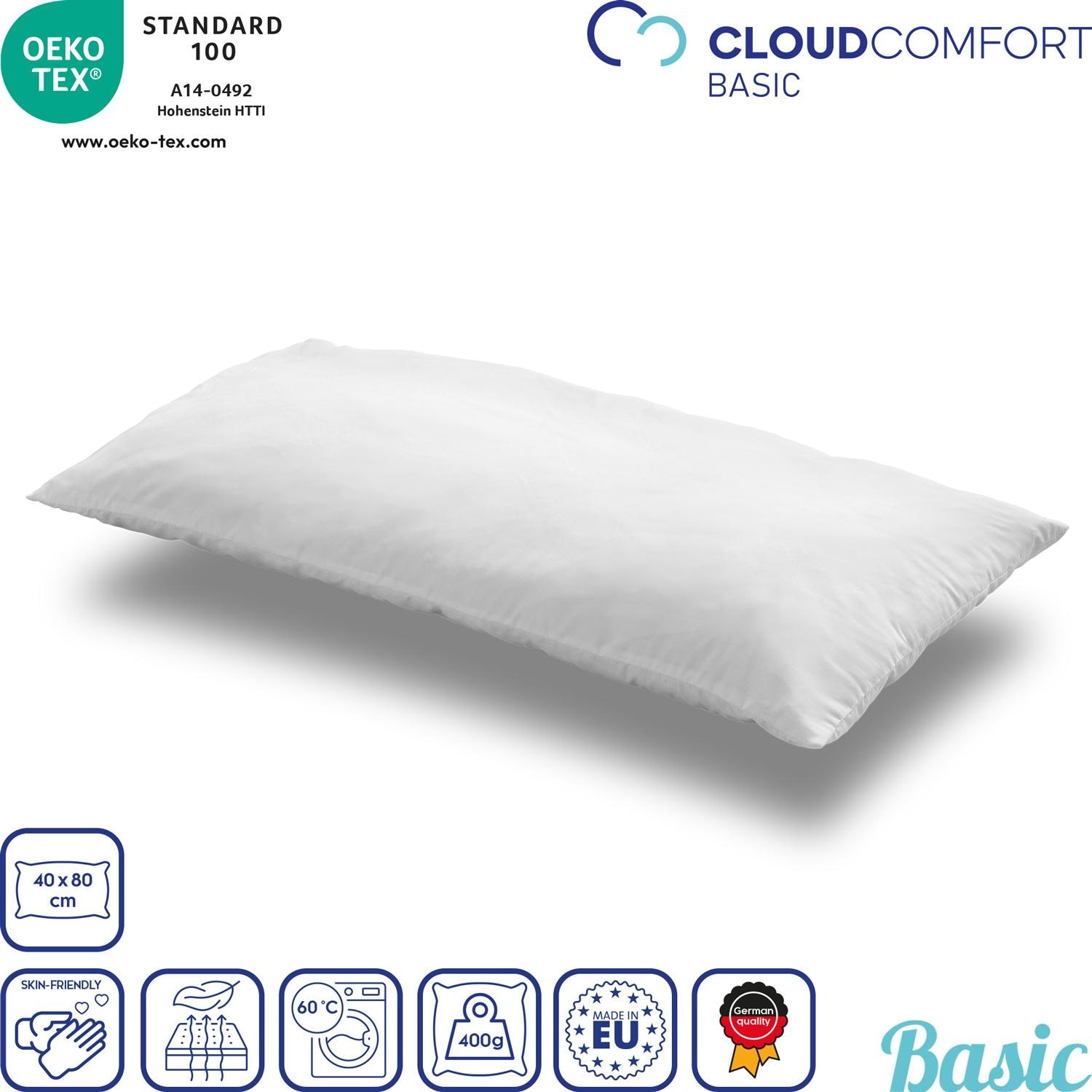 10 x "CloudComfort Basic" pagalvė iš mikropluošto 40 x 80 cm