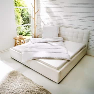 135 x 200 cm Mikrofaser Ganzjahres-Steppbettdecke, Füllgewicht: ca. 700 g, extra leicht + Setex Bettdeckenbezug für Allergiker, Encasing mit Evolon® Vlies 135 x 200 cm