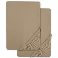 Castell Drap-housse jersey beige 90 x 190 - 100 x 200 cm pack double