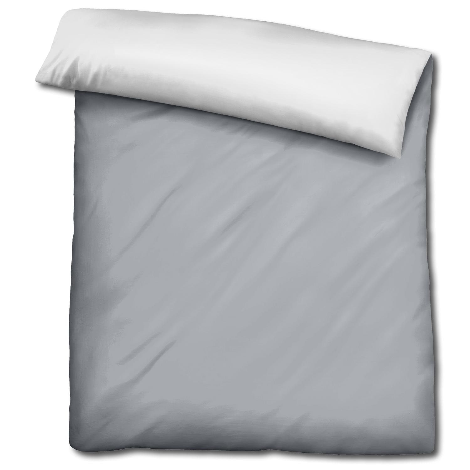 Double pack Sleezzz® Renforcé reversible bed linen light gray/white 135 x 200 + 80 x 80 cm