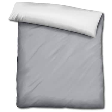 Doppelpack  Sleezzz® Renforcé Wendebettwäsche hellgrau/weiß 135 x 200 + 80 x 80 cm