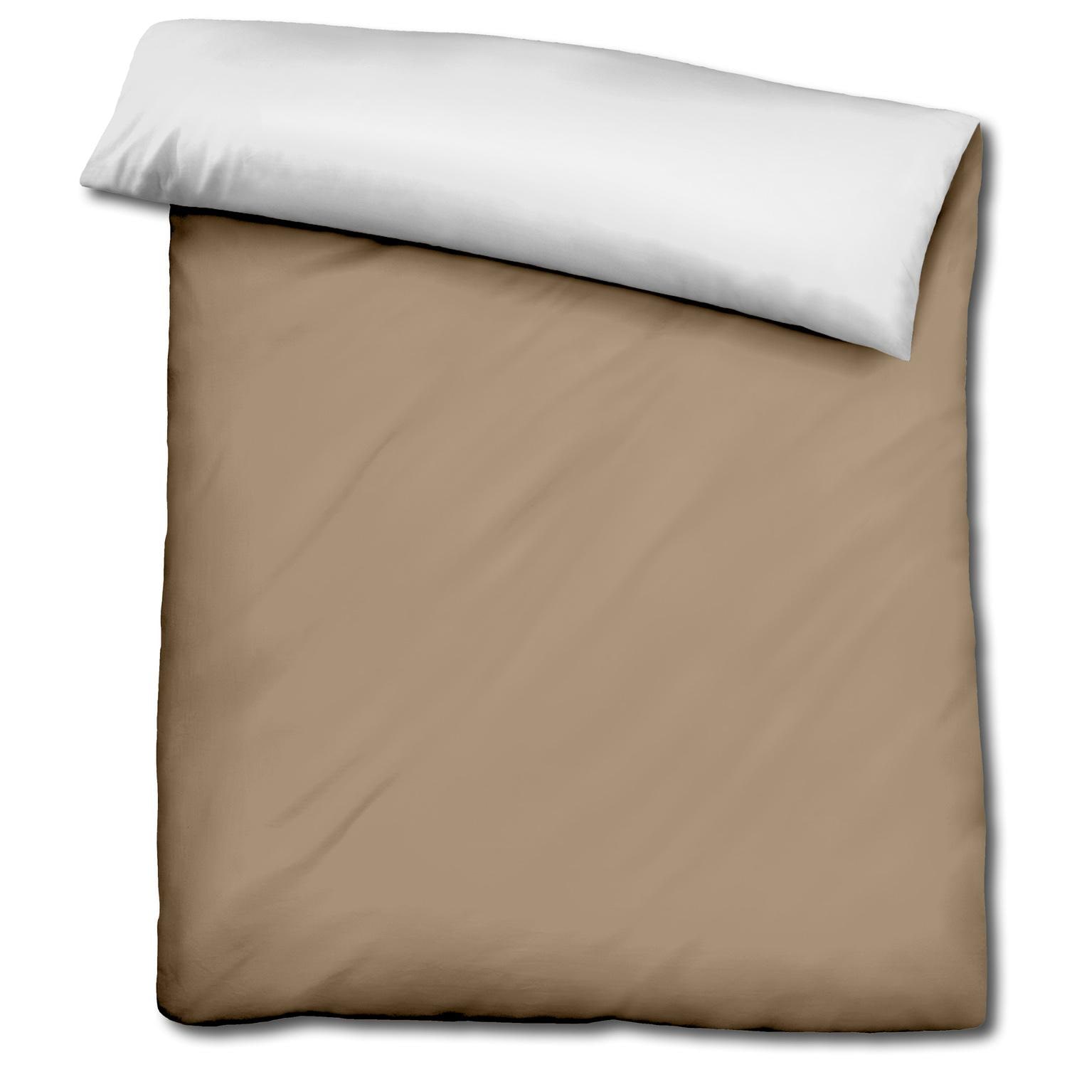 Double pack Sleezzz® Renforcé reversible bed linen mocha/white 135 x 200 + 80 x 80 cm