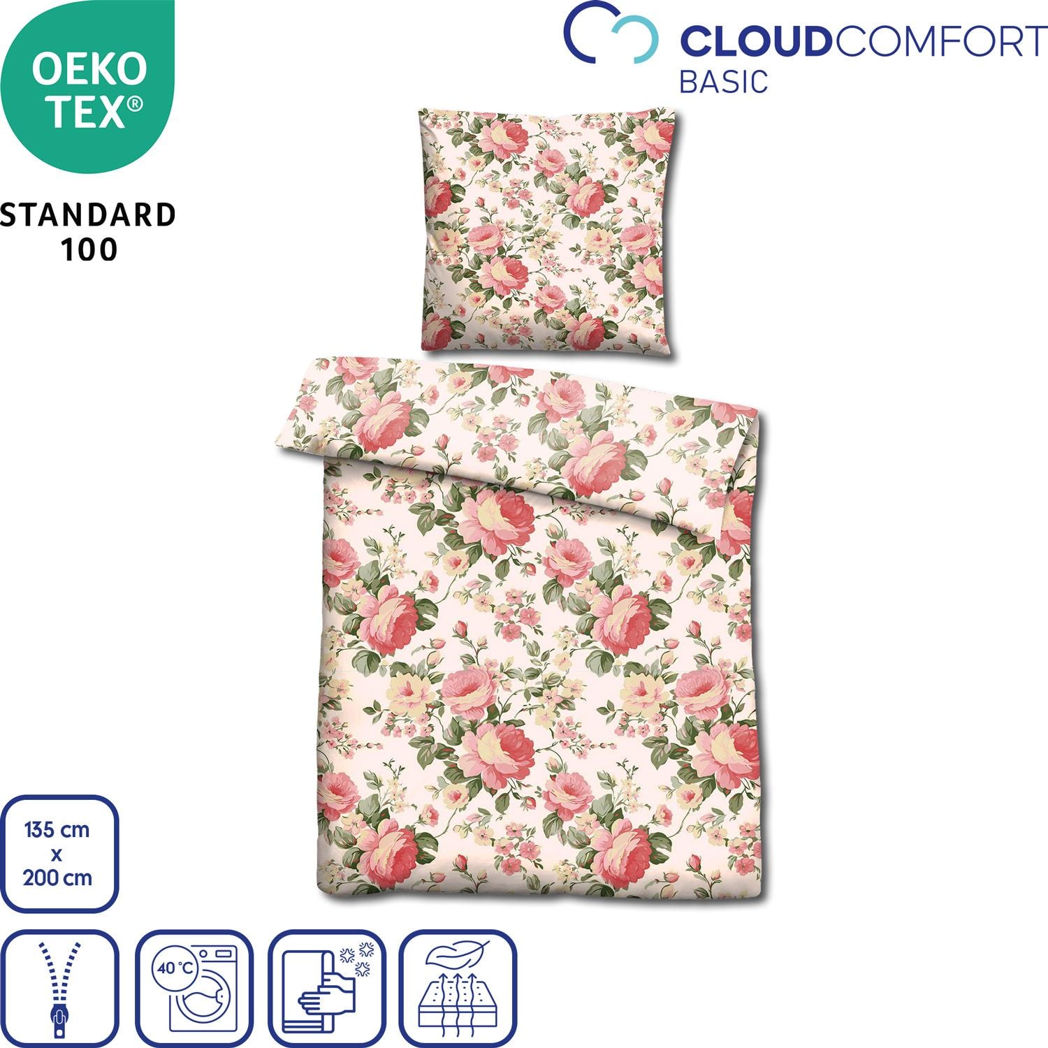Features as icons – CloudComfort Basic microfiber bed linen Camelie 135 x 200 + 80 x 80 cm
