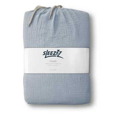 Double pack Sleezzz® muslin bed linen blue 135 x 200 cm + 80 x 80 cm