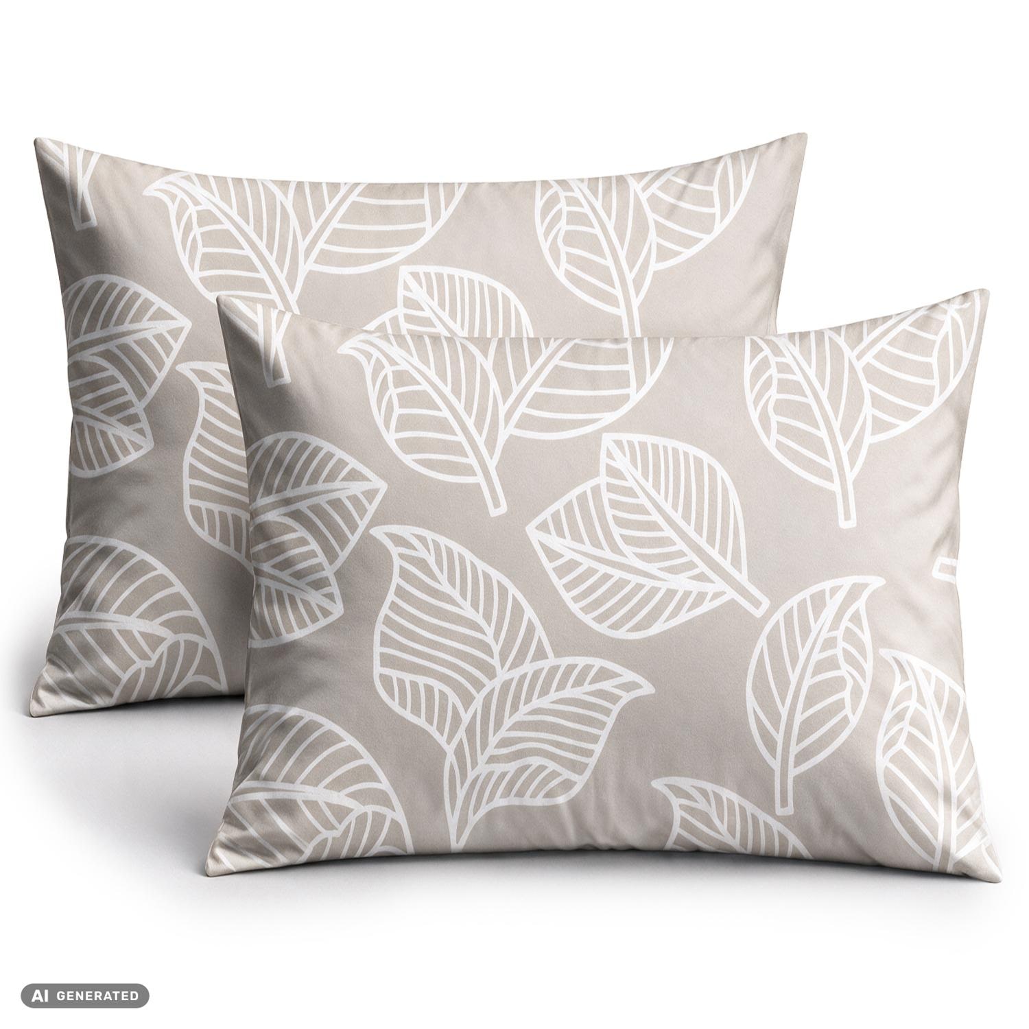 CloudComfort Basic - Capa de almofada em algodão, cor taupe, conjunto de 2 unidades, 70 x 90 cm
