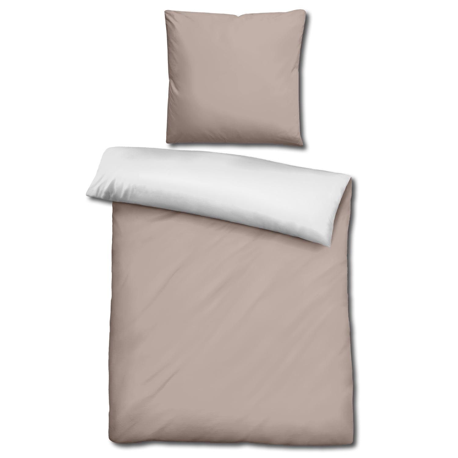 Sleezzz® Renforcé vändbart sänglinne beige/vit 135 x 200 + 80 x 80 cm