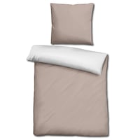 Sleezzz® Renforcé Wendebettwäsche beige/weiß 135 x 200 + 80 x 80 cm