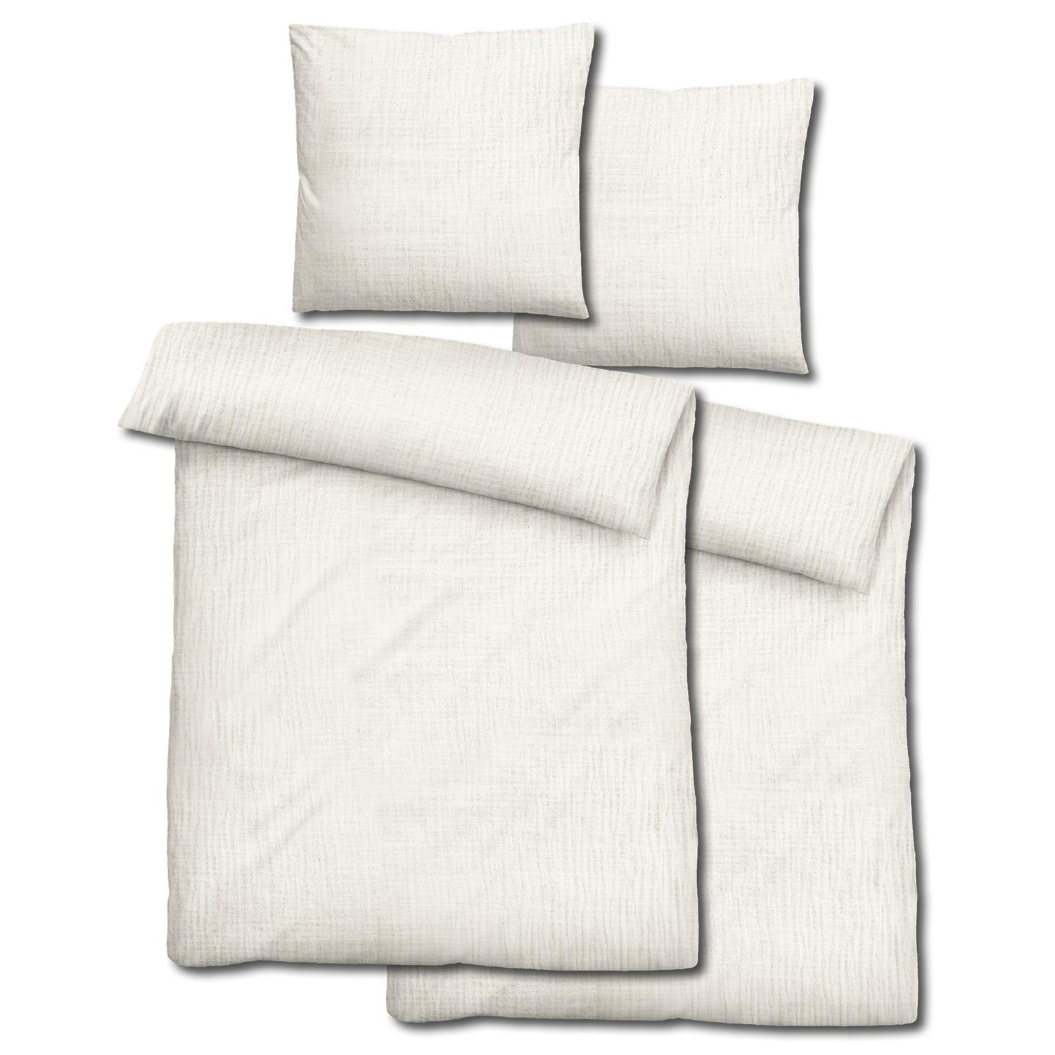 Dobbelsett Sleezzz® musselin-sengetøy, naturfarge, 155 x 220 cm + 80 x 80 cm