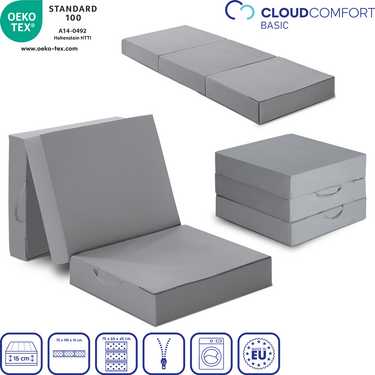 CloudComfort Basic folding mattress 75 x 195 x 15 cm extra high