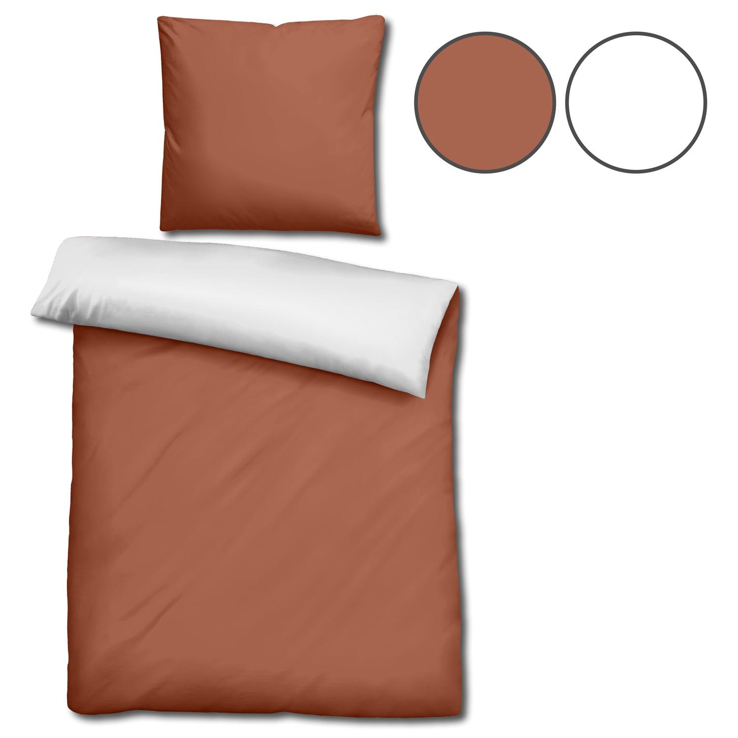 Sleezzz® Renforcé reversible bed linen brown/white 135 x 200 + 80 x 80 cm