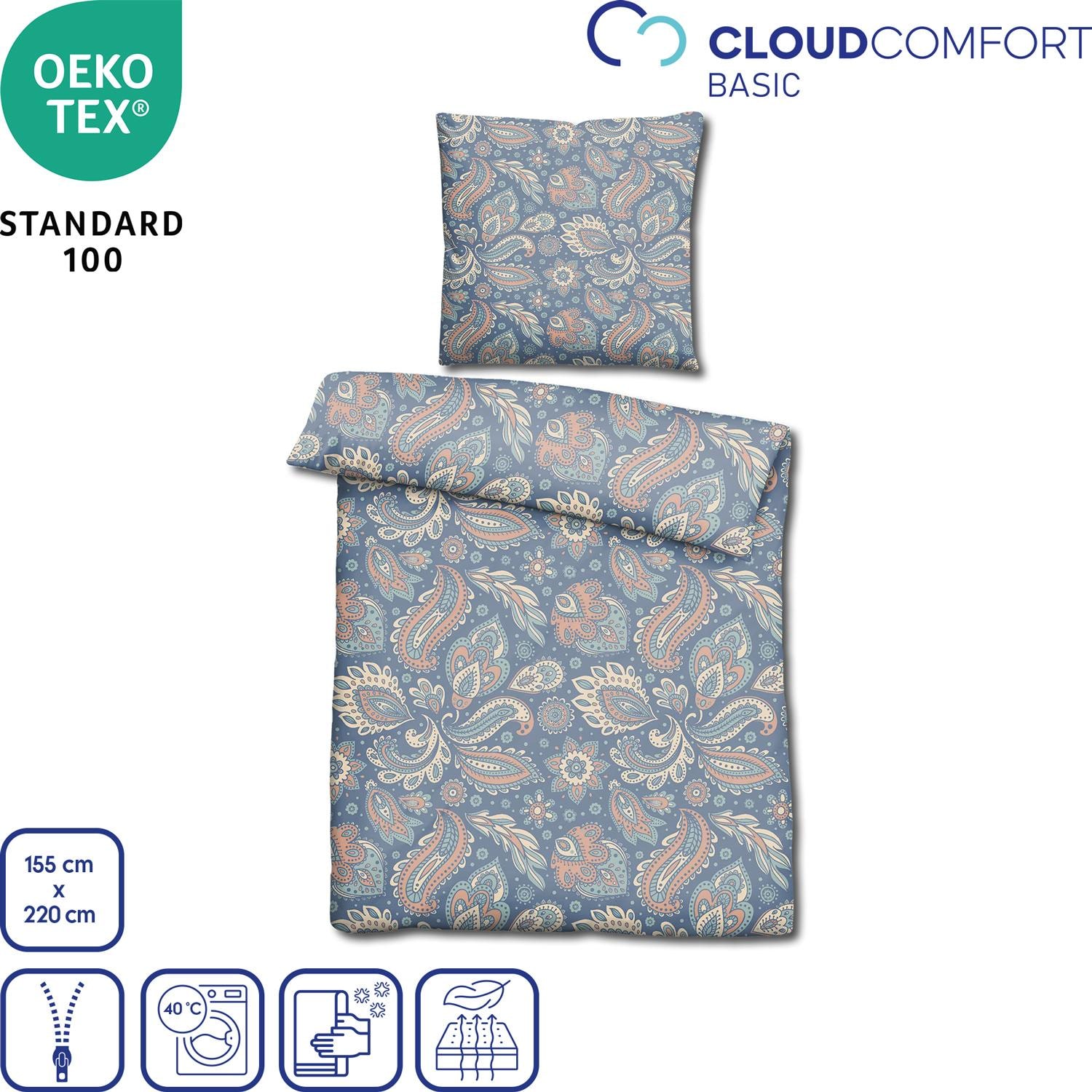 Features as icons – Double pack CloudComfort Basic microfiber bed linen paisley 155 x 220 + 80 x 80 cm