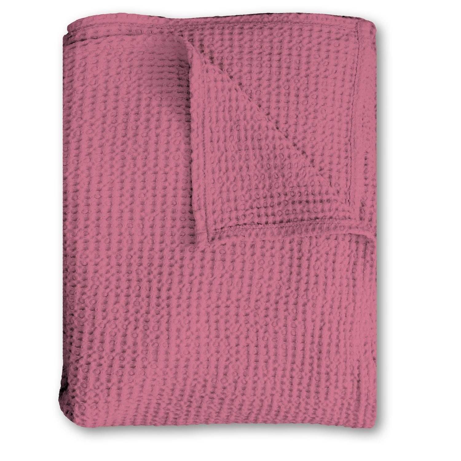 Cotton waffle piqué blanket pink 75 x 120 cm