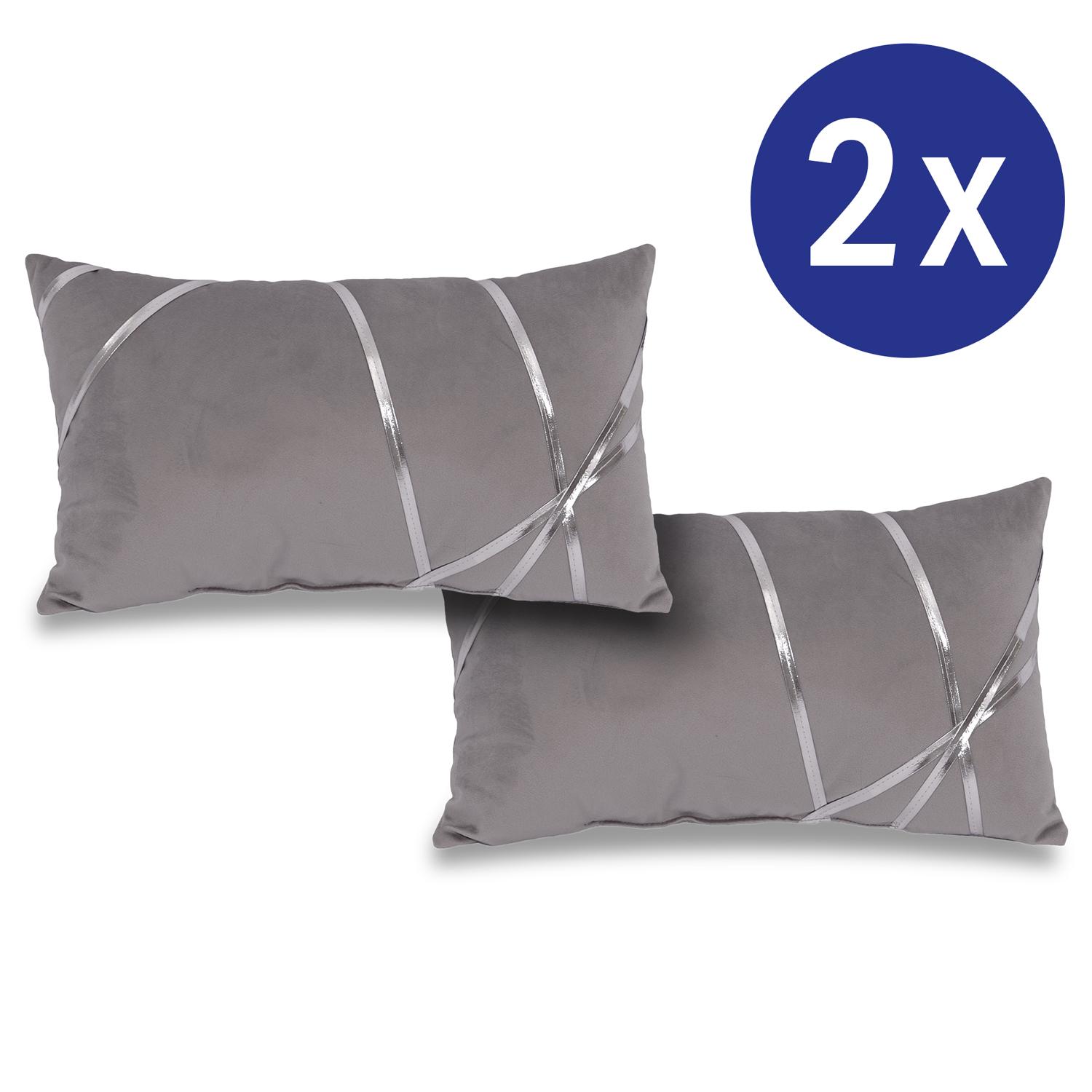 Double pack of decorative cushions moon silver 30 x 50 cm