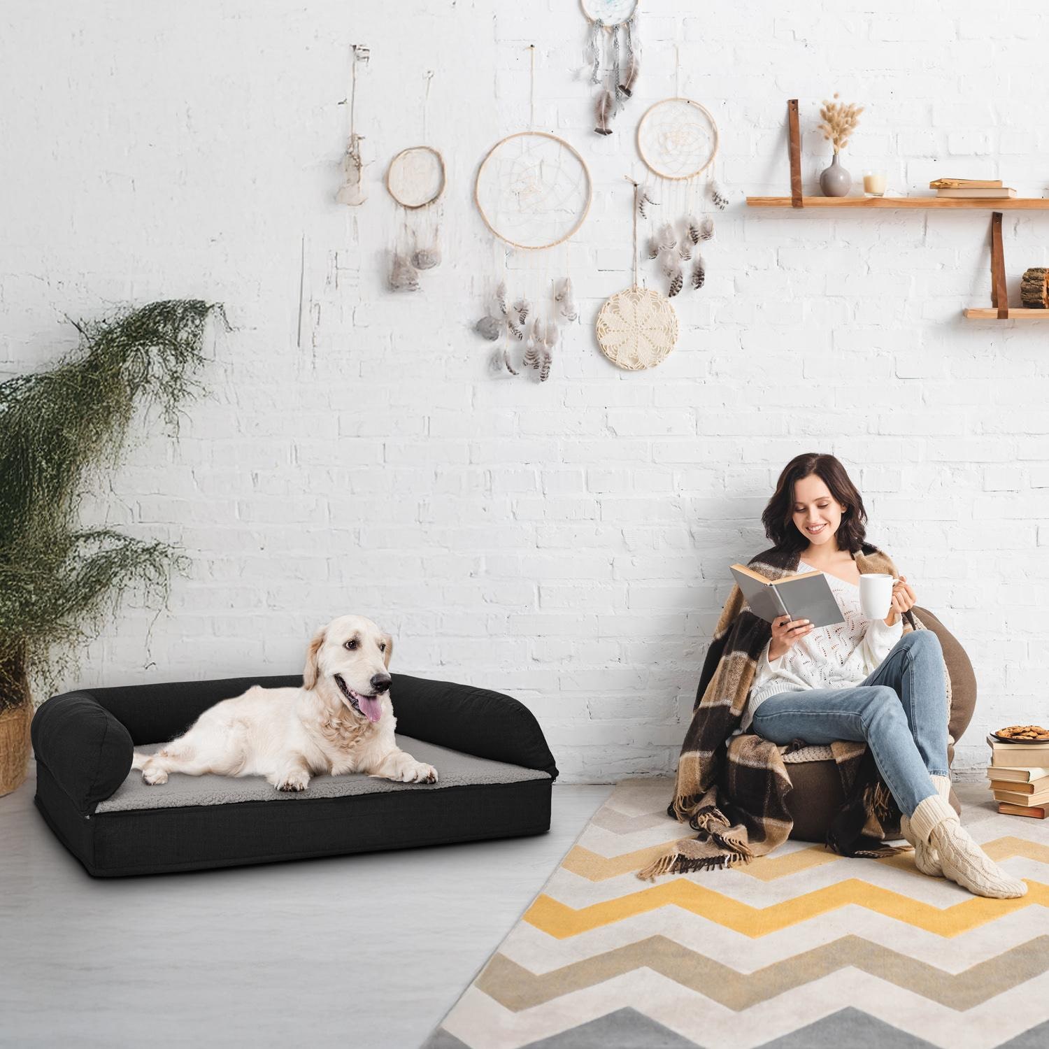 80 x 55 x 23 cm orthopaedic dog bed with backrest size M