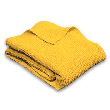 Бавовняна вафельна ковдра з піке жовта 130 x 180 см