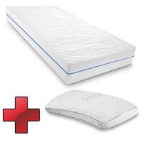 Matelas ergonomique en mousse haute résilience Supportho Premium 80 x 200 cm, hauteur 18 cm, degré de fermeté H2/H3 + Oreiller Supportho viscoélastique confort 40 x 80 cm