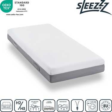 Sleezzz Premium ιξωδοελαστικό στρώμα 80 x 200 cm, ύψος 20 cm, επίπεδο σκληρότητας H2/H3, με αναστρέψιμες λαβές