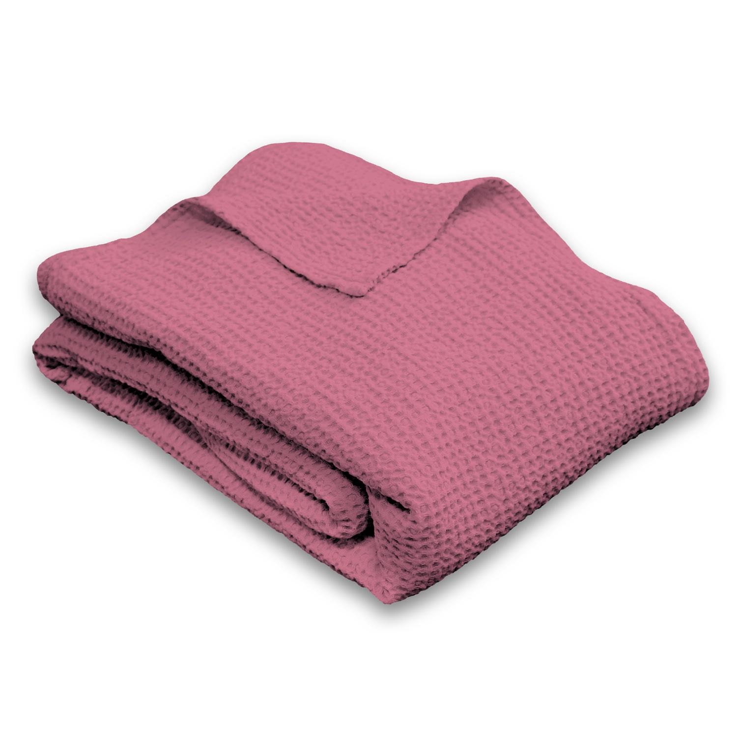 Cotton waffle piqué blanket pink 75 x 120 cm
