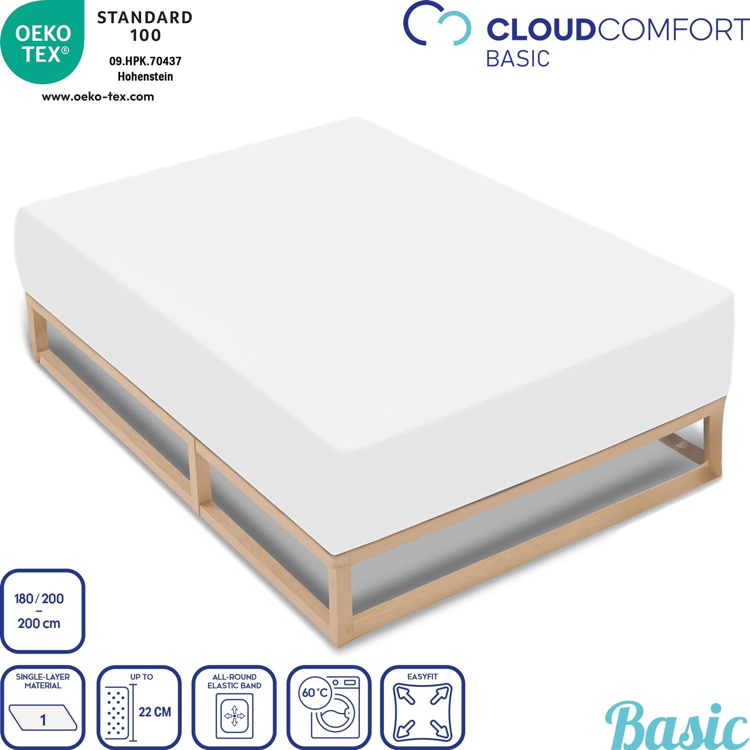 4er-SetCloudComfort Basic Spannbettlaken Jersey-Stretch weiß 180 x 190 - 200 x 200 cm (4 Stück)
