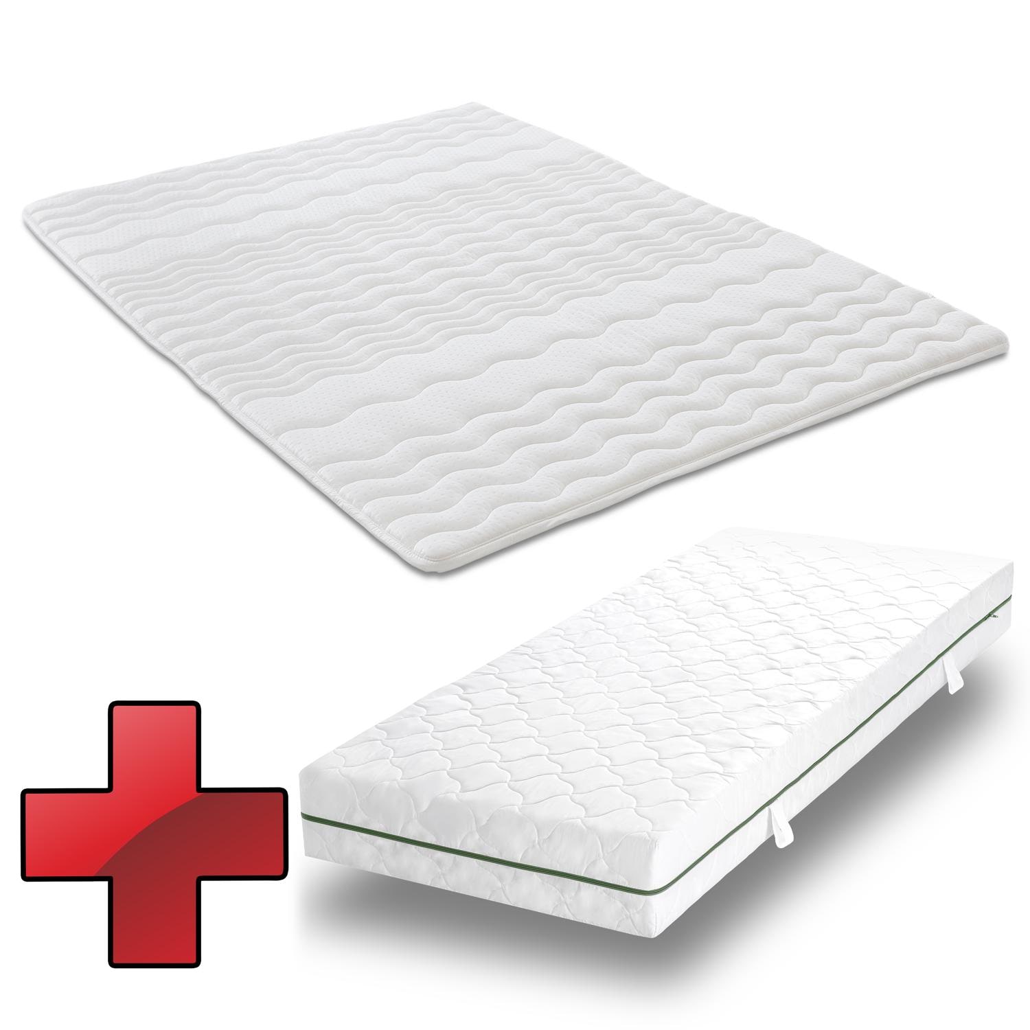 7-zone pocket spring mattress Sleezzz Smart 90 x 200 cm, height 21 cm, firmness level H2/H3 + mattress topper / mattress topper 90 x 200 cm