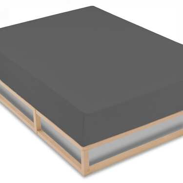 Set of 4 jersey fitted sheets dark gray 90 x 190 - 100 x 200 cm made of 100% organic cotton
