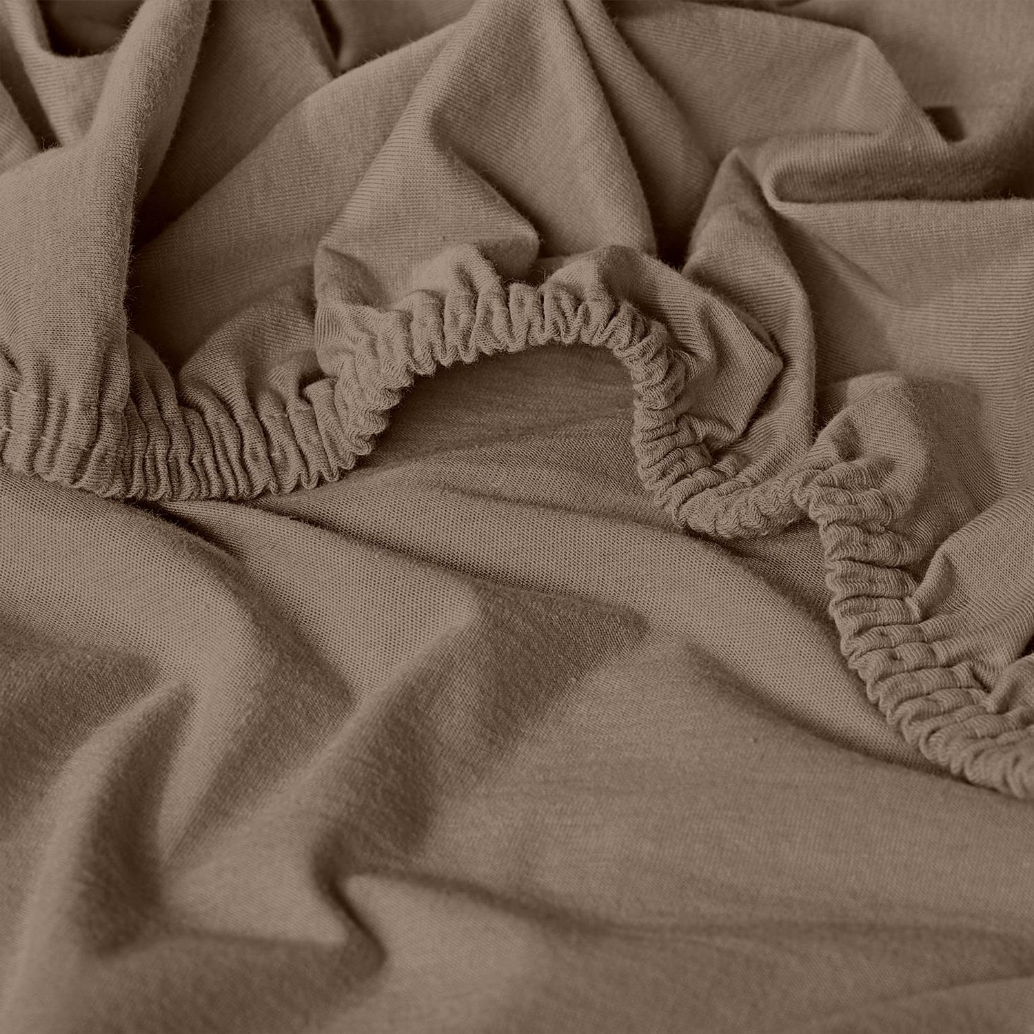4'lü Set CloudComfort Basic Gerilebilir Çarşaf, Jersey-Stretch, taupe, 140 x 190 - 160 x 200 cm (4 adet)